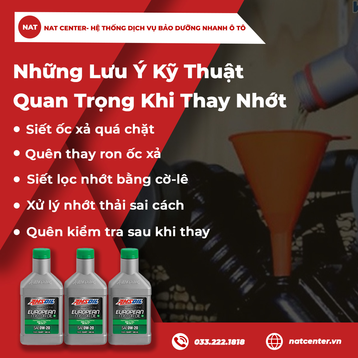 Những lưu ý kỹ thuật quan trọng khi thay nhớt