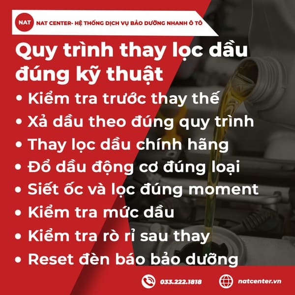 Quy trình thay lọc dầu chuẩn hãng, đúng kỹ thuật
