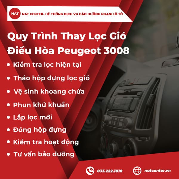 Quy trình thay lọc gió điều hòa Peugeot 3008