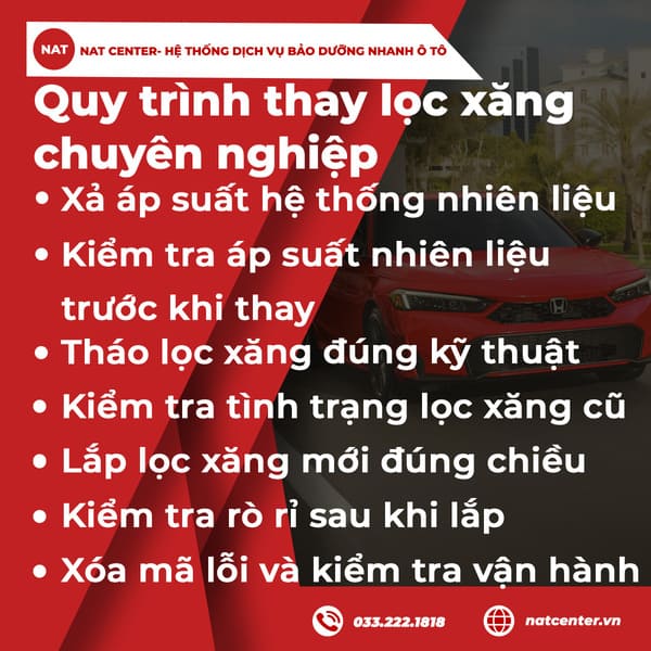 Quy trình thay lọc xăng chuyên nghiệp