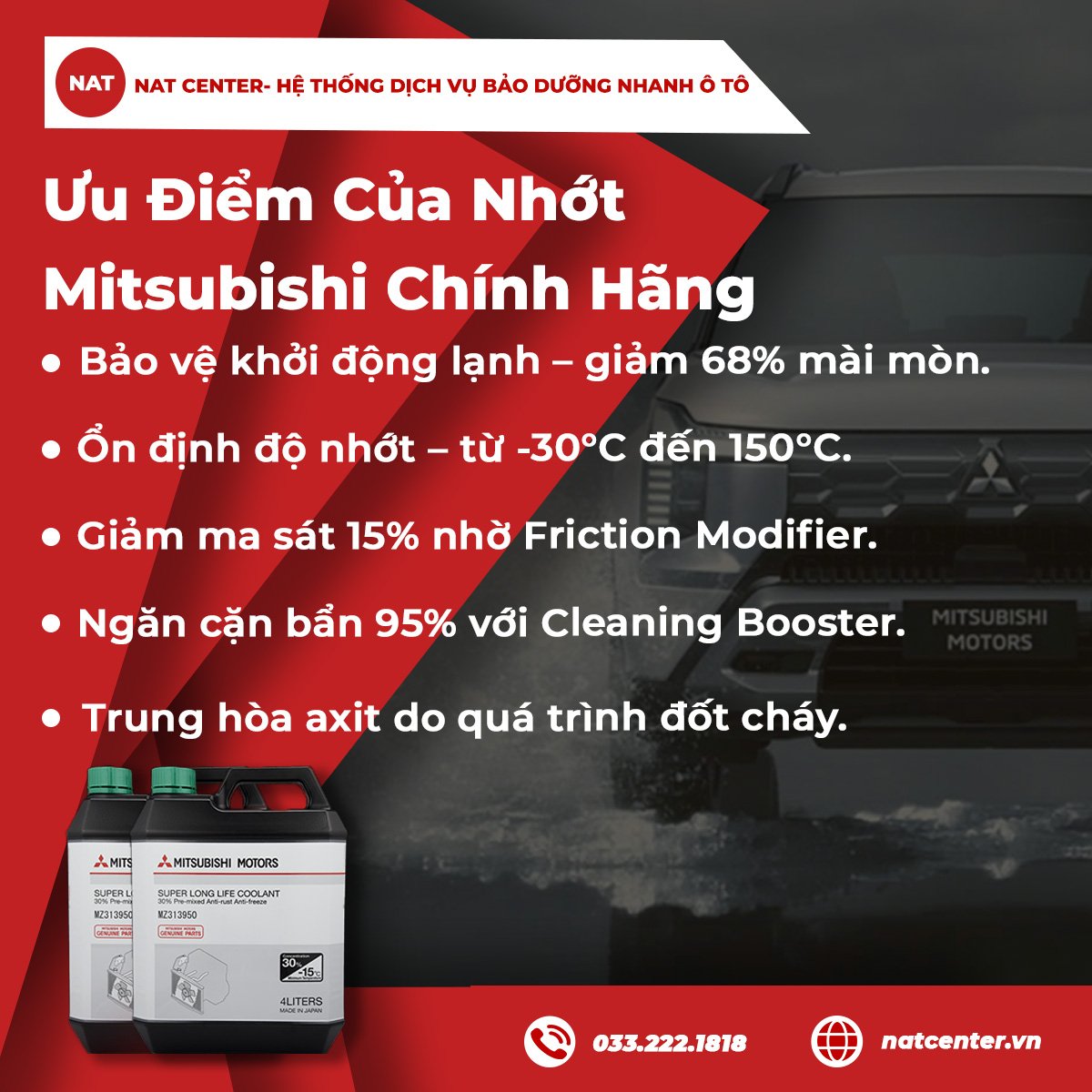 Ưu điểm của nhớt Mitsubishi chính hãng 