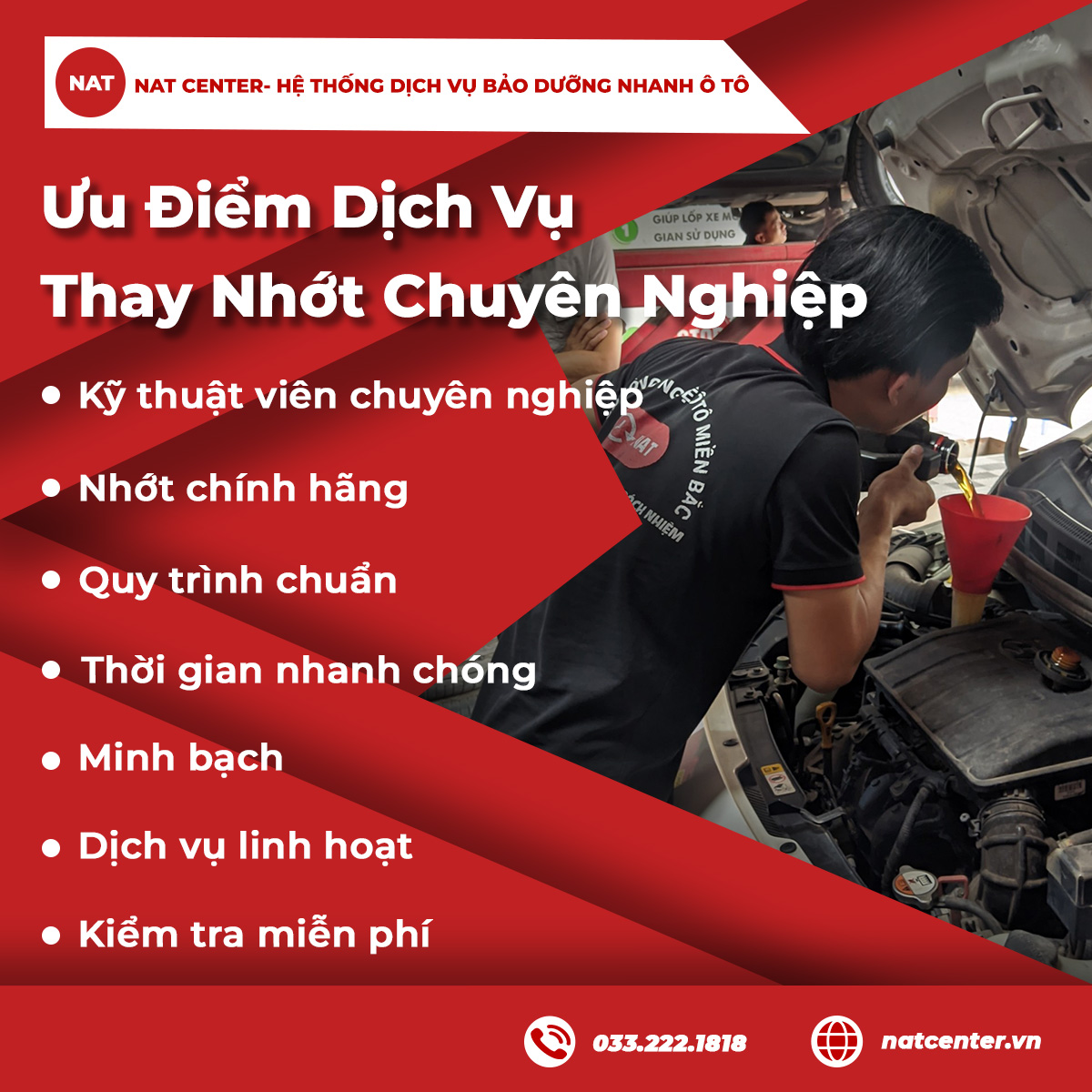 Ưu điểm dịch vụ thay nhớt chuyên nghiệp
