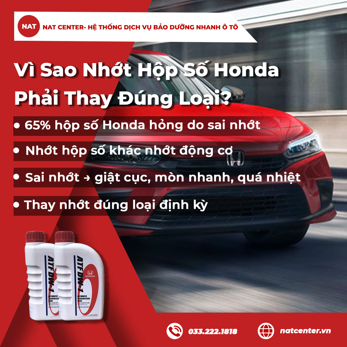 Vì sao nhớt hộp số Honda phải thay đúng loại