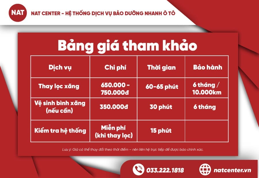 Bảng giá dịch vụ & ưu đãi đặt lịch trước