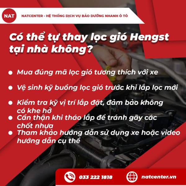 Có thể tự thay lọc gió Hengst tại nhà không?