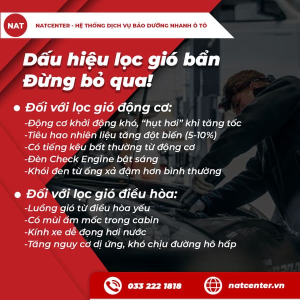 Dấu hiệu lọc gió bẩn