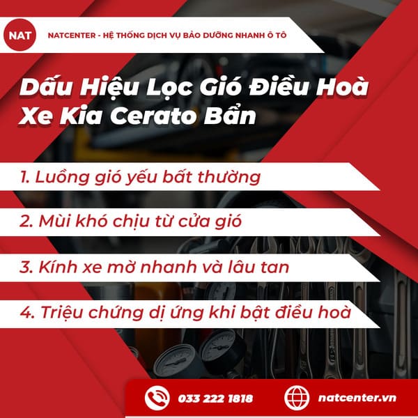 Dấu Hiệu Lọc Gió Điều Hoà Xe Kia Cerato Bẩn