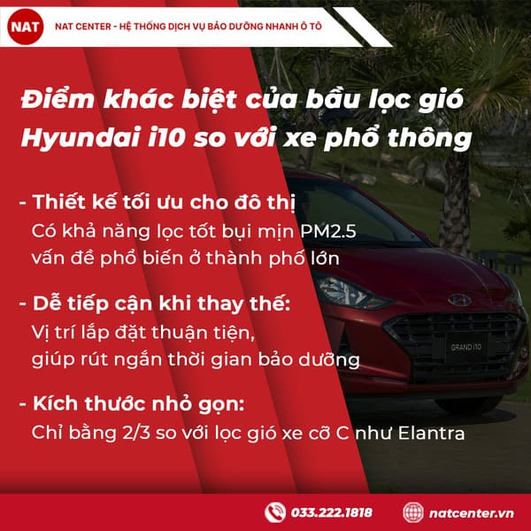 Điểm khác biệt của bầu lọc gió Hyundai i10 so với các xe phổ thông khác