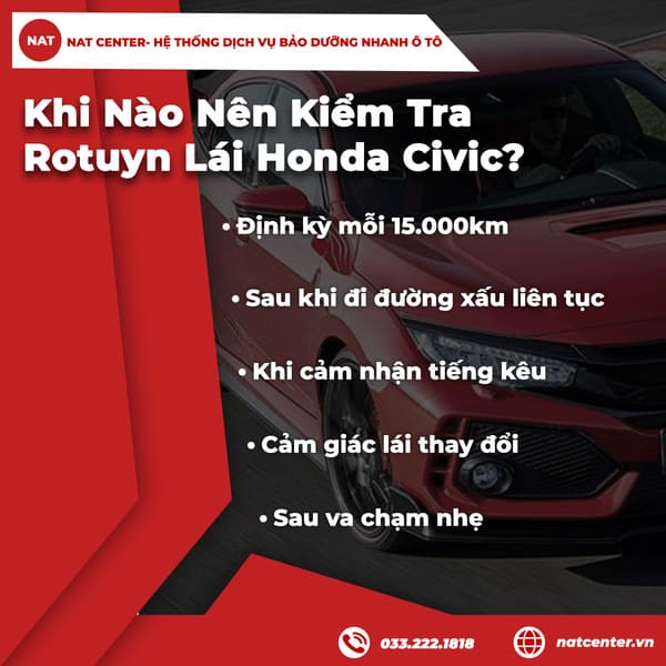 Khi nào nên kiểm tra rotuyn lái Honda Civic?