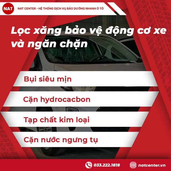 Lọc xăng bảo vệ động cơ xe và ngăn chặn