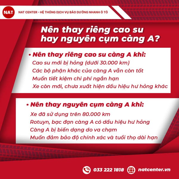 Nên thay riêng cao su hay nguyên cụm càng A?