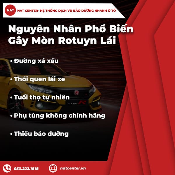 Nguyên nhân phổ biến gây mòn rotuyn lái