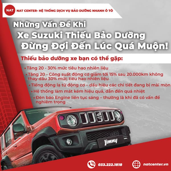 Những vấn đề khi xe Suzuki thiếu bảo dưỡng