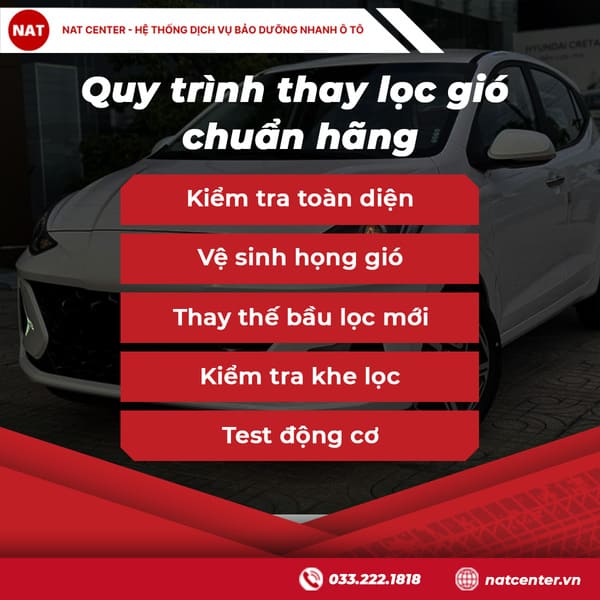 Quy trình thay lọc gió chuẩn hãng