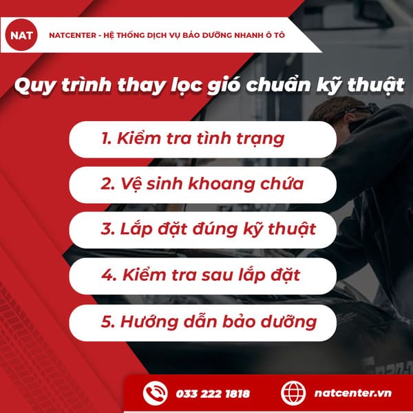 Quy trình thay lọc gió chuẩn kỹ thuật