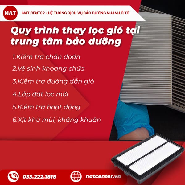 Quy trình thay lọc gió tại trung tâm bảo dưỡng