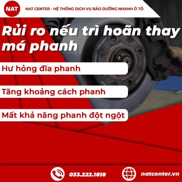Rủi ro nếu trì hoãn thay má phanh