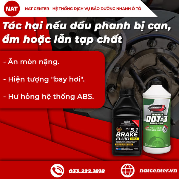 Tác hại nếu dầu phanh bị cạn, ẩm hoặc lẫn tạp chất