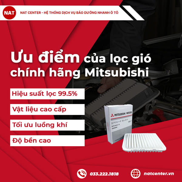 Ưu điểm của lọc gió chính hãng Mitsubishi