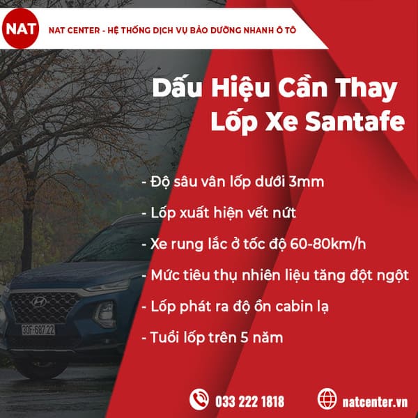 Dấu Hiệu Cần Thay Lốp Santafe