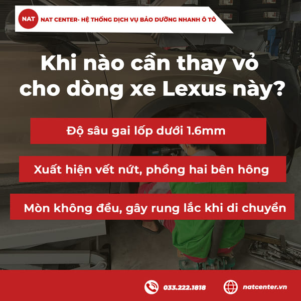 Khi nào cần thay vỏ cho dòng xe Lexus này?