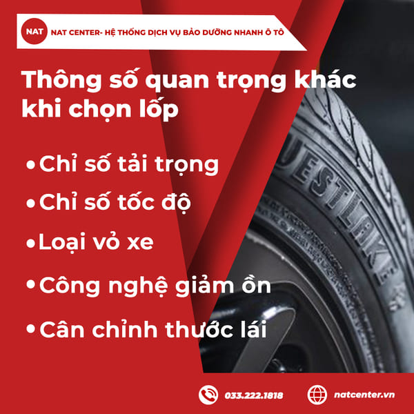 Thông số quan trọng khác khi chọn lốp