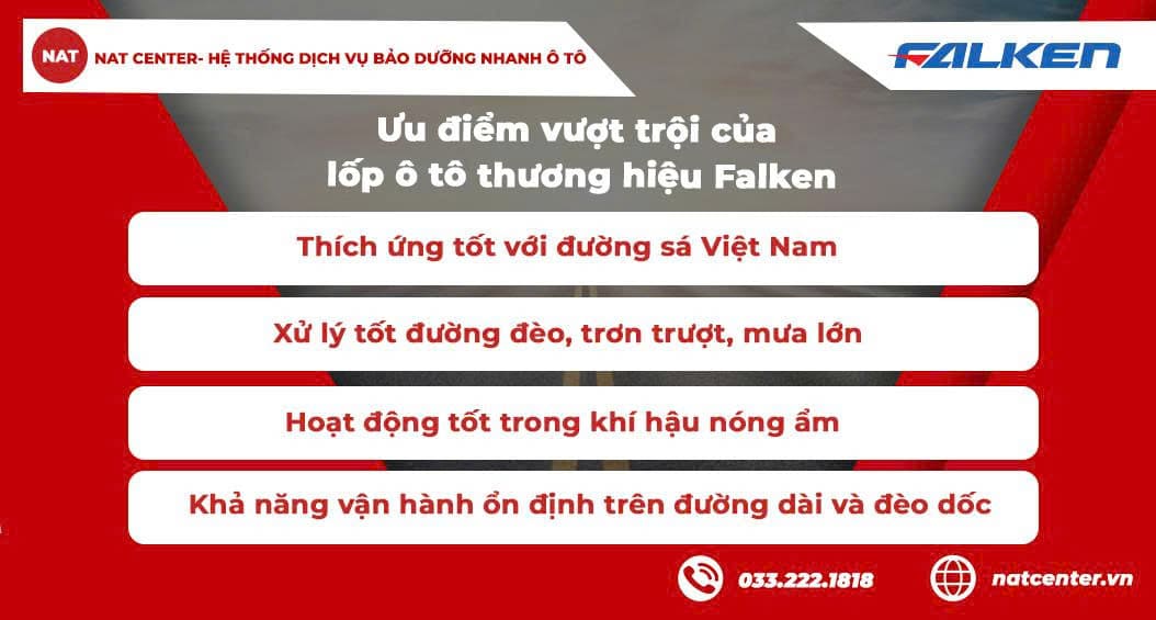 Ưu điểm vượt trội của lốp ô tô thương hiệu Falken