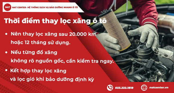 Thời điểm thay lọc xăng ô tô