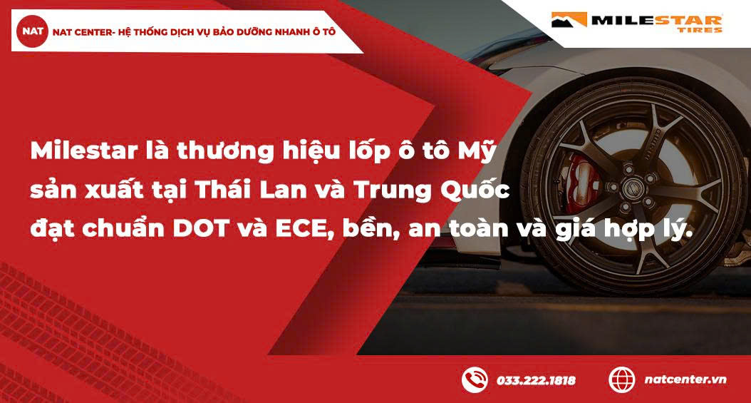 Lốp Milestar thương hiệu ô tô Mỹ