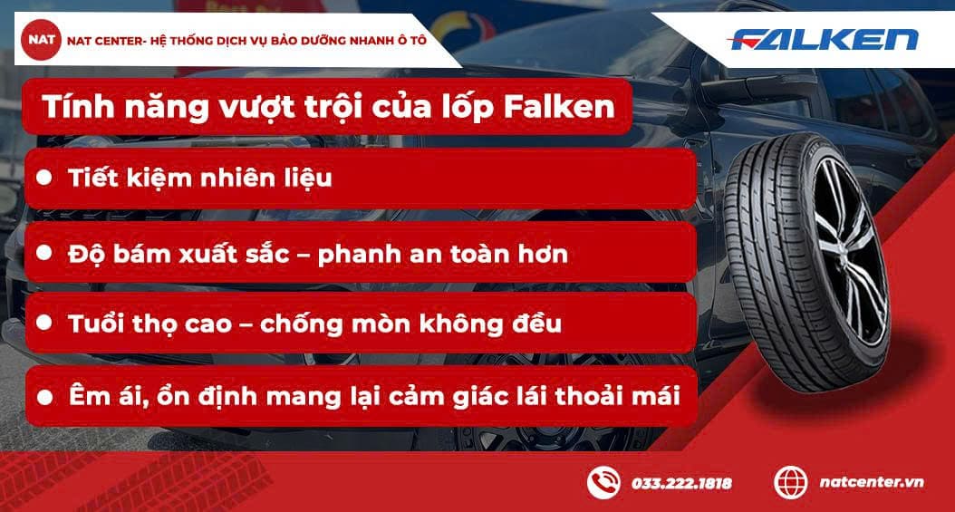 Tính năng vượt trội của lốp Falken