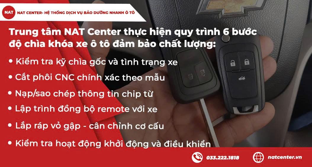 Trung tâm NAT Center thực hiện quy trình 6 bước độ chìa khóa xe ô tô đảm bảo chất lượng