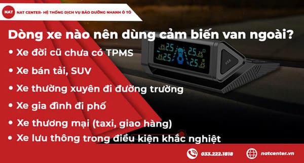 Dòng xe nào nên dùng áp suất lốp van ngoài?