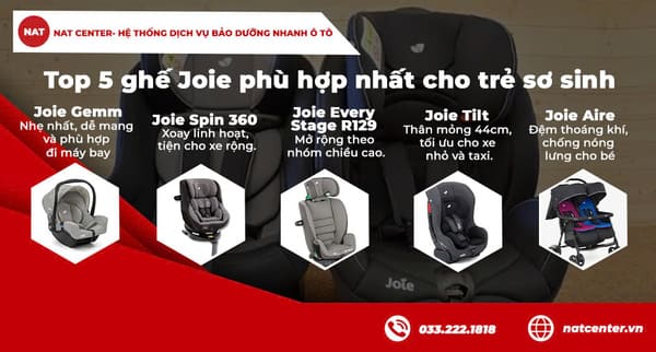 Ghế Joie được chia theo nhóm tuổi và chiều cao