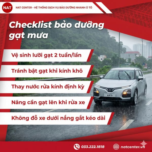 Checklist bảo dưỡng gạt mưa VF5 