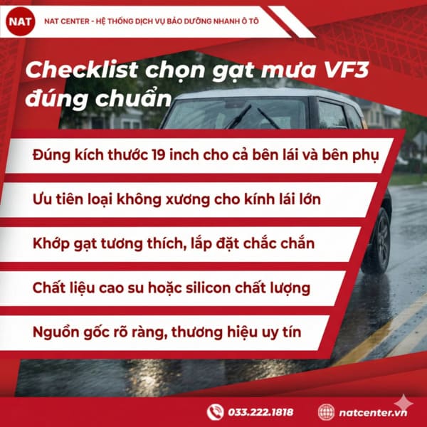 Checklist lựa chọn gạt mưa đúng chuẩn theo NAT Center