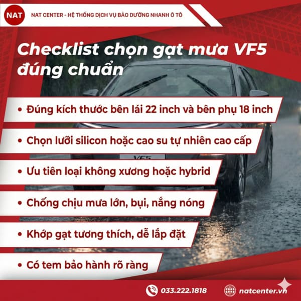 Lựa chọn gạt mưa VF5 đúng chuẩn