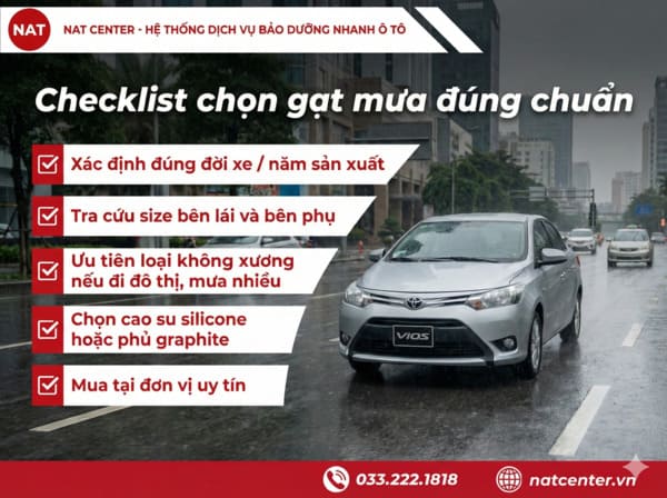 Checklist chọn cần gạt mưa ô tô Vios đúng chuẩn