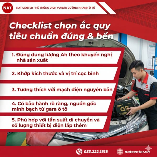 checklist chọn ắc quy VF8 đúng tiêu chuẩn và bền