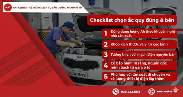 Checklist chọn ắc quy xe Kia Carens chuẩn và bền