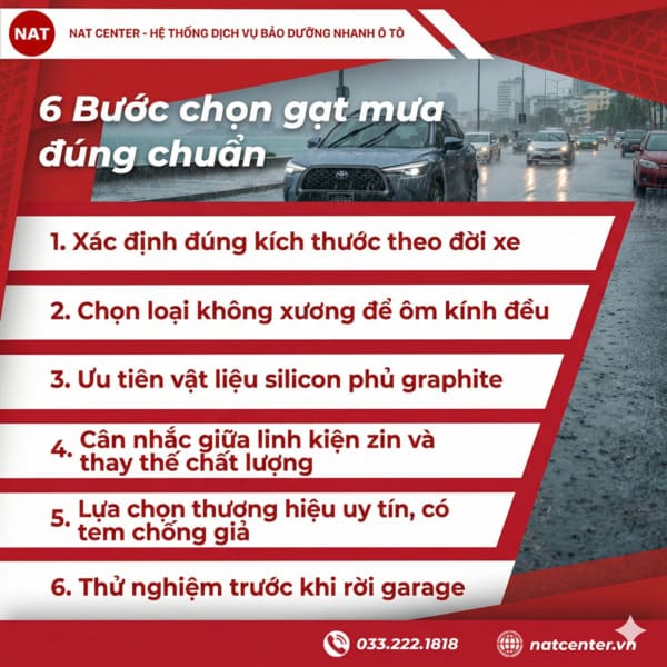 6 bước chọn gạt mưa đúng chuẩn