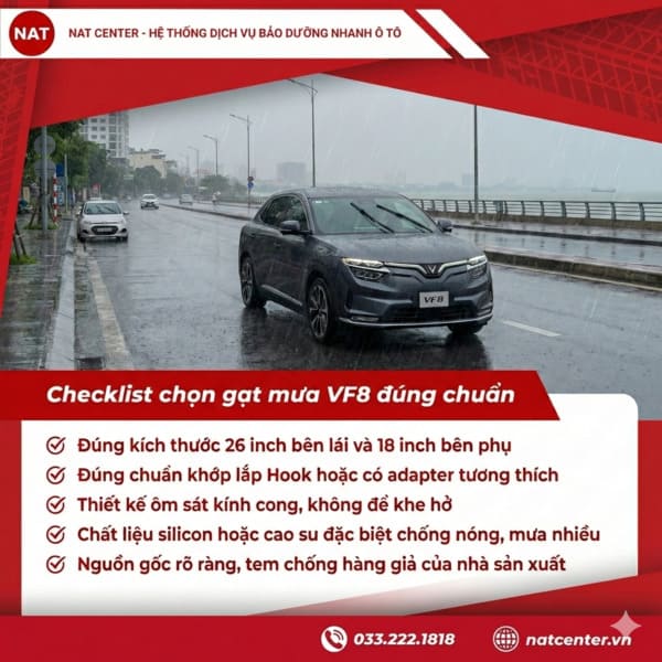Checklist chọn gạt mưa VF8 đúng chuẩn