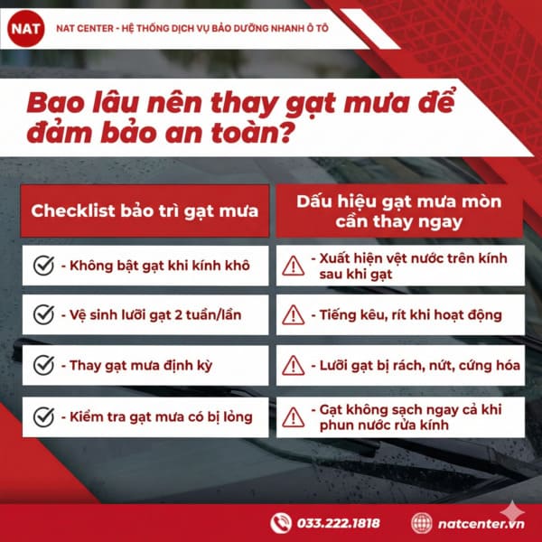 Dấu hiệu lưỡi gạt mưa xe Mazda 3 mòn cần thay và checklist bảo trì gạt mưa