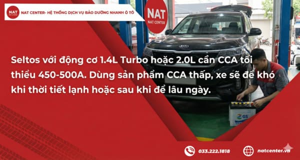 Dung lượng ắc quy Kia Seltos phù hợp từ NAT Center