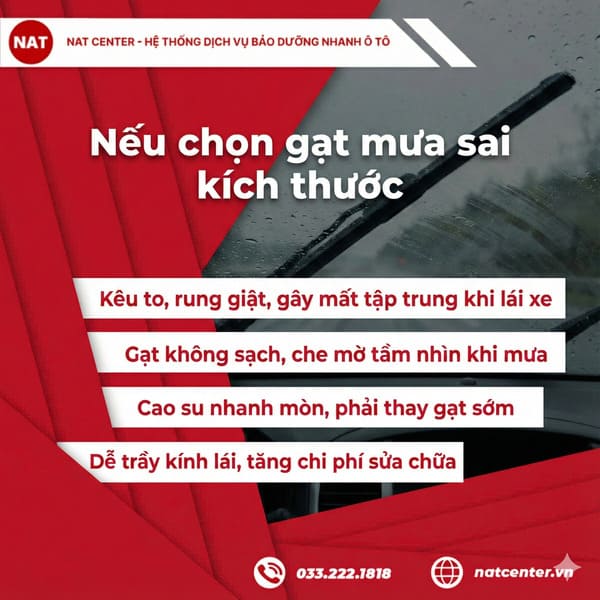 Các dấu hiệu khi chọn sai kích thước gạt mưa Fortuner