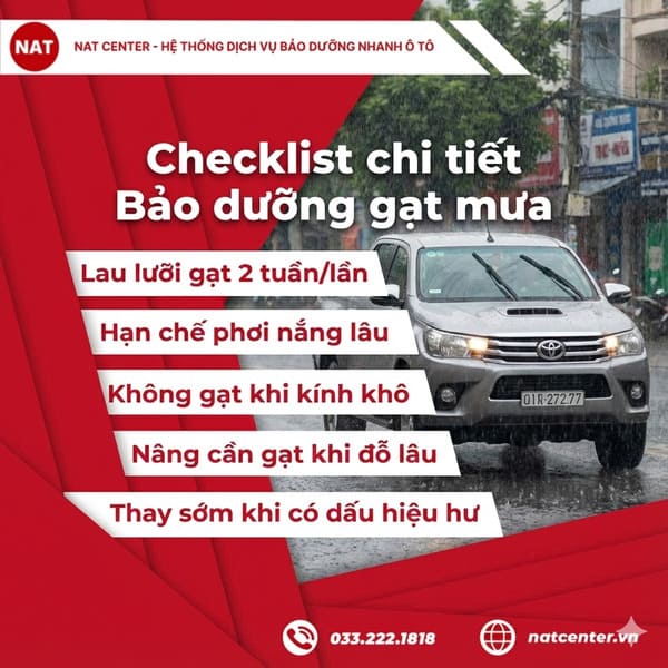 Checklist bảo dưỡng gạt mưa Hilux đúng cách