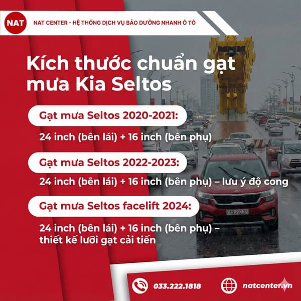 Kích thước chuẩn gạt mưa Kia Seltos