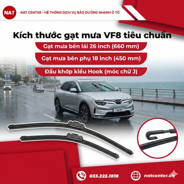 Kích thước gạt mưa tiêu chuẩn 