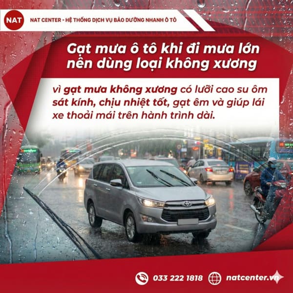 Nên dùng cần gạt mưa xe Vios loại không xương khi đi mưa lớn
