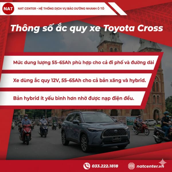 Thông số ắc quy xe Toyota Cross
