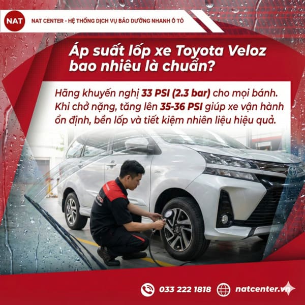 NAT Center hướng dẫn bơm áp suất lốp xe Veloz